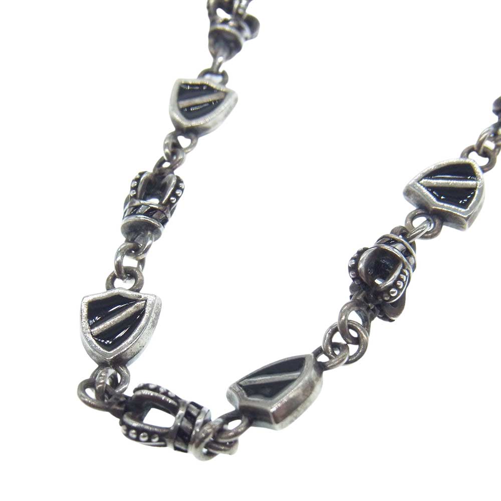 Justin Davis ジャスティンデイビス SNJ190 2 BLK 50 購入証明書付属 箱付属 CROWN SHIELD LINK  クラウン シールド リンク チェーン 50cm ネックレス シルバー系【中古】