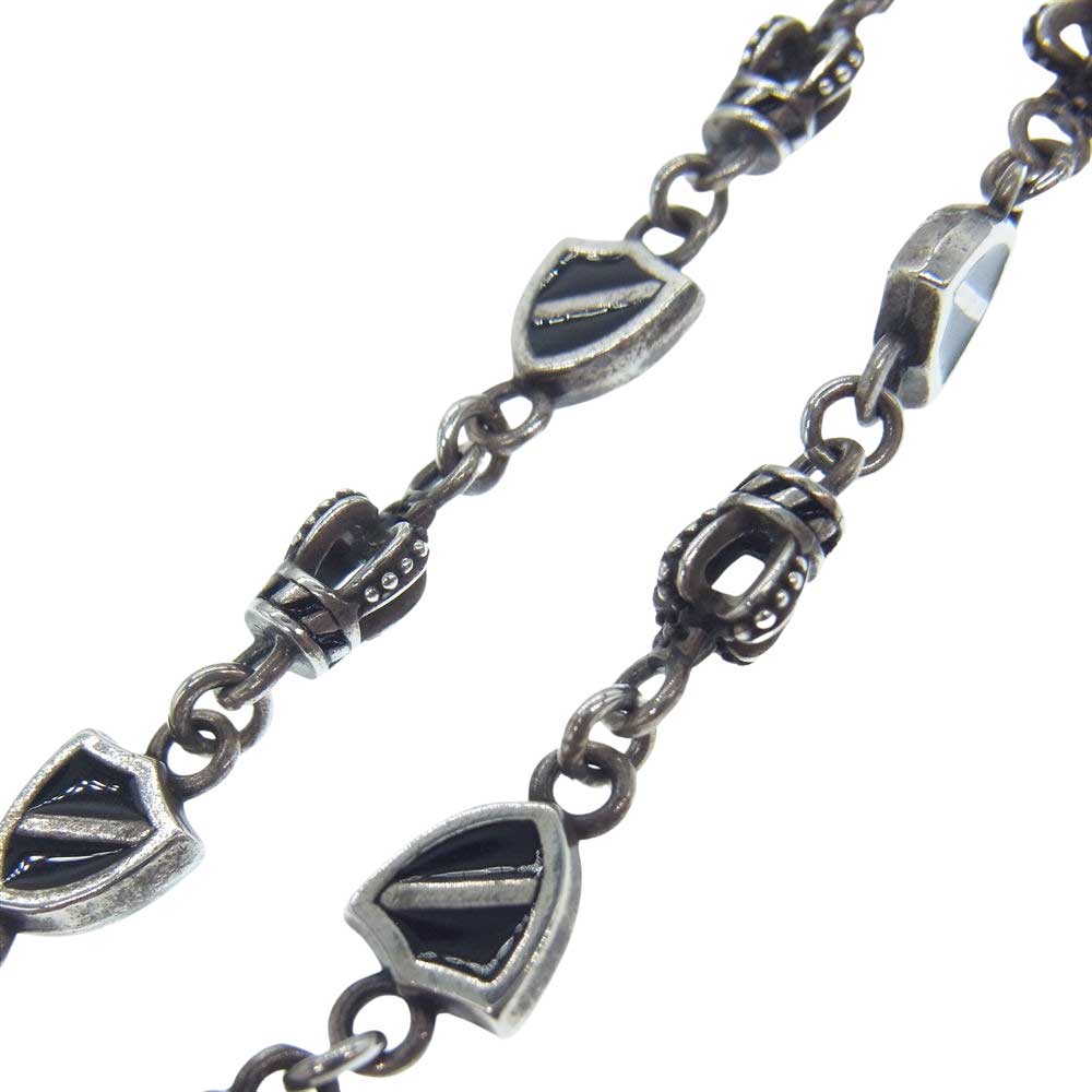 Justin Davis ジャスティンデイビス SNJ190 2 BLK 50 購入証明書付属 箱付属 CROWN SHIELD LINK  クラウン シールド リンク チェーン 50cm ネックレス シルバー系【中古】