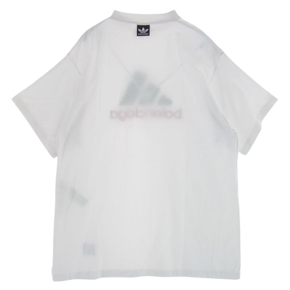 BALENCIAGA バレンシアガ 23SS 731769 TNVA6  × ADIDAS アディダス ロゴ デザイン オーバーサイズ Tシャツ ホワイト系 L【中古】