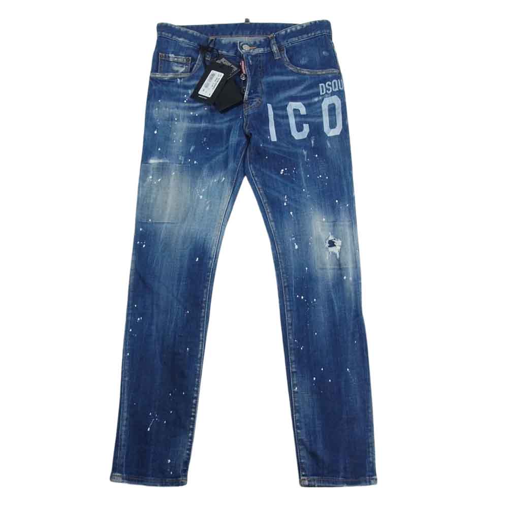 DSQUARED2 ディースクエアード 21SS S79LA0023 SKATER JEAN MEDIUM LASER WASH ICON ダメージ デニム パンツ インディゴブルー系 44【極上美品】【中古】