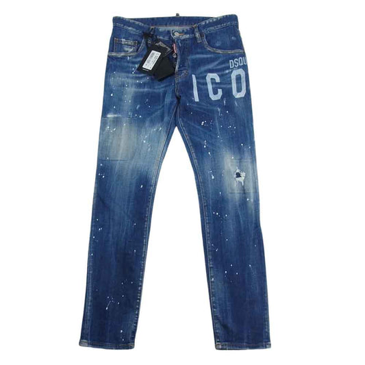 DSQUARED2 ディースクエアード 21SS S79LA0023 SKATER JEAN MEDIUM LASER WASH ICON ダメージ デニム パンツ インディゴブルー系 44【極上美品】【中古】