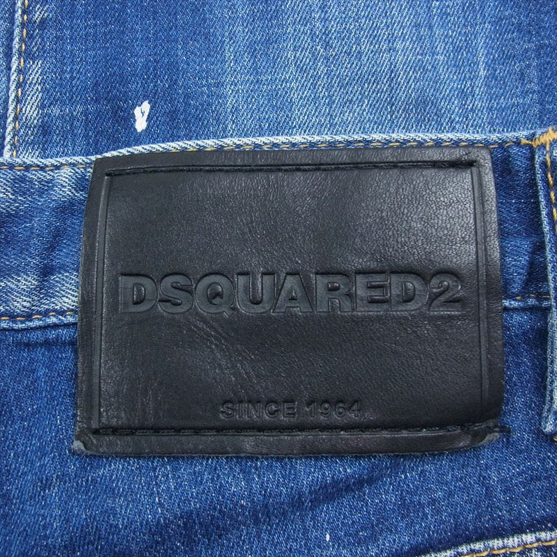 DSQUARED2 ディースクエアード 21SS S79LA0023 SKATER JEAN MEDIUM LASER WASH ICON ダメージ デニム パンツ インディゴブルー系 44【極上美品】【中古】