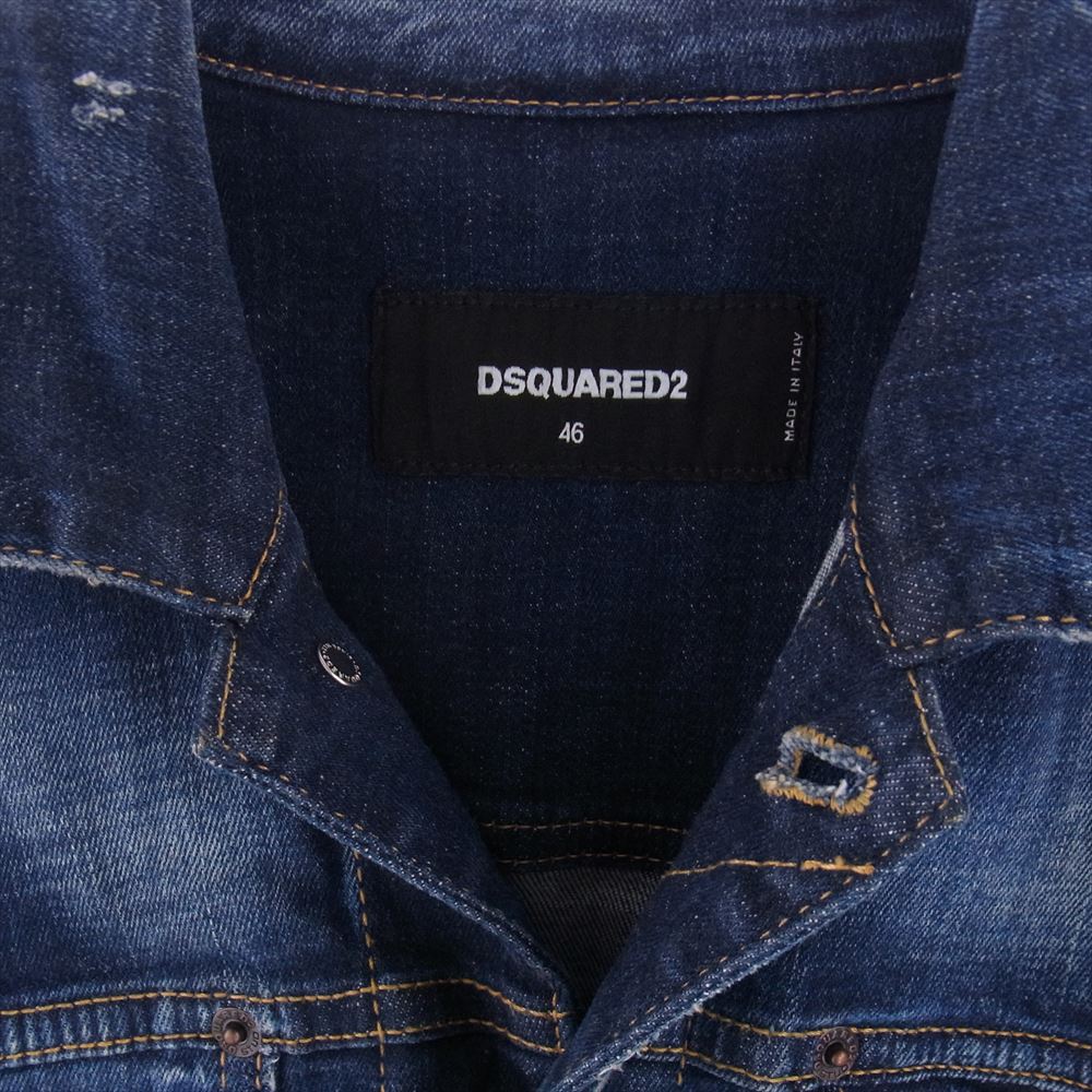 DSQUARED2 ディースクエアード 22AW S79AM0041 Icon Splatter Dan Jacket ジージャン Gジャン ペイント ロゴ デニム ジャケット インディゴブルー系 46【極上美品】【中古】