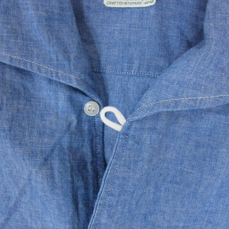 WAREHOUSE ウエアハウス OPEN COLLAR SHIRTS イタリアンカラー オープンカラー 半袖シャツ ブルー系【中古】
