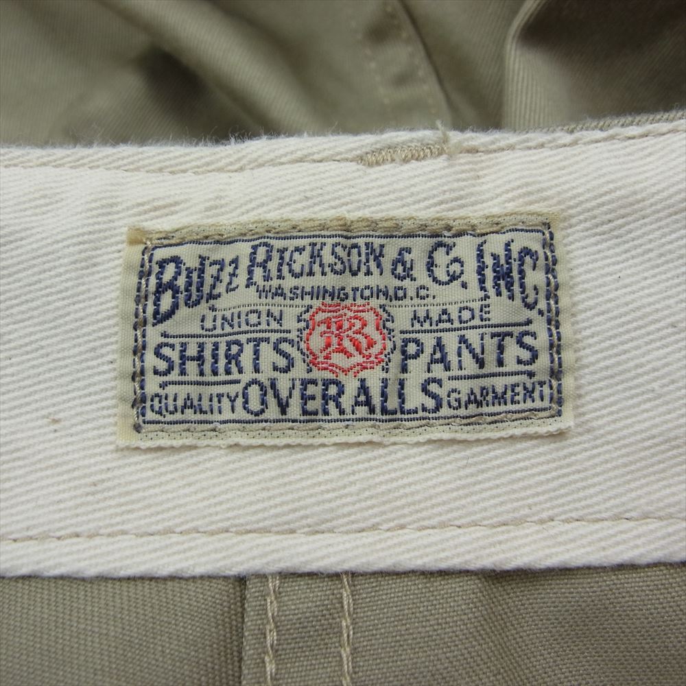 Buzz Rickson's バズリクソンズ BR40025 ORIGINAL SPEC CHINOS ONE WASH ミリタリー チノ パンツ ベージュ系 W34【中古】