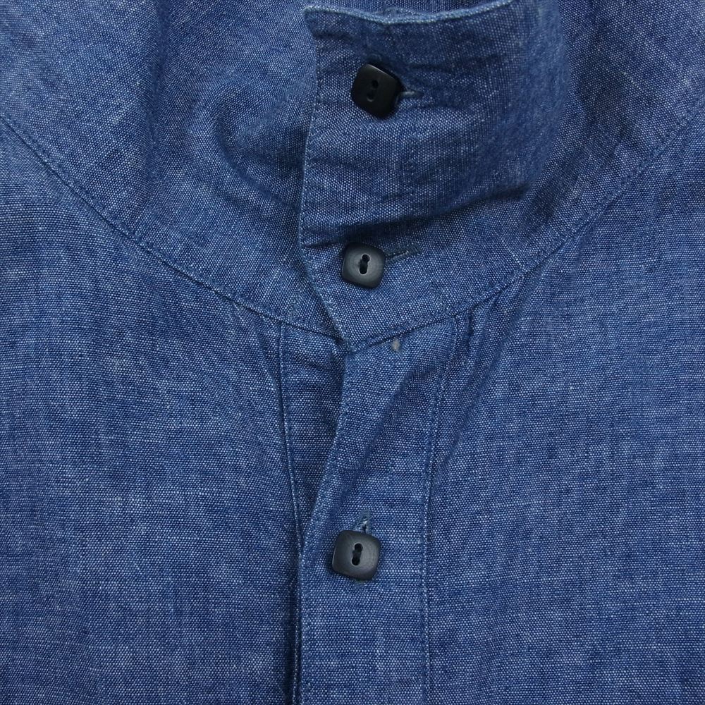 TENDERLOIN テンダーロイン HIGH NECK CHAMBRAY SHT ハイネック シャンブレー シャツ 長袖 インディゴブルー系 S【中古】