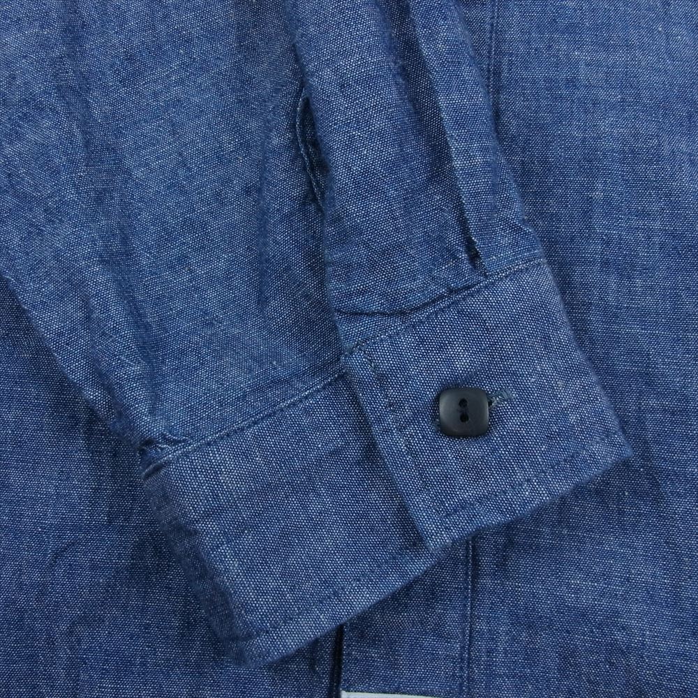 TENDERLOIN テンダーロイン HIGH NECK CHAMBRAY SHT ハイネック シャンブレー シャツ 長袖 インディゴブルー系 S【中古】