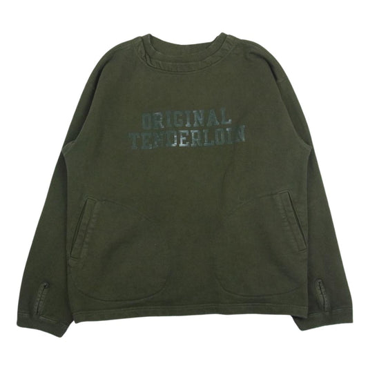 TENDERLOIN テンダーロイン 20SS CREW NECK SWEAT クルーネック スウェット ロゴ刺繍 カーキ系 S【中古】