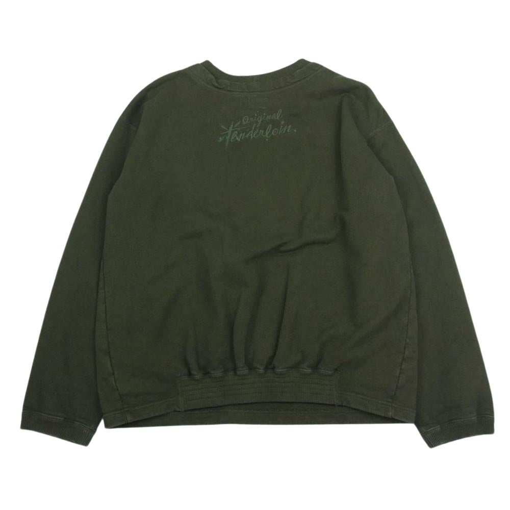 TENDERLOIN テンダーロイン 20SS CREW NECK SWEAT クルーネック スウェット ロゴ刺繍 カーキ系 S【中古】