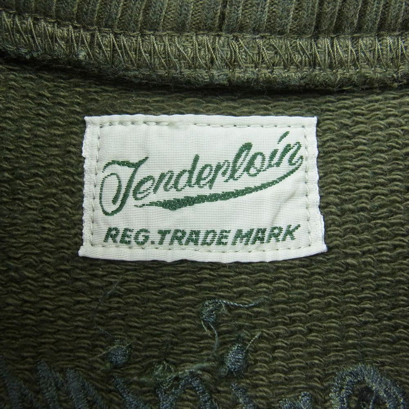 TENDERLOIN テンダーロイン 20SS CREW NECK SWEAT クルーネック スウェット ロゴ刺繍 カーキ系 S