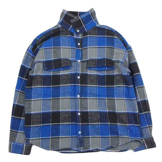 TENDERLOIN テンダーロイン 22SS FLANNEL CHECK SHT フランネル チェック シャツ ブルー系 S【中古】