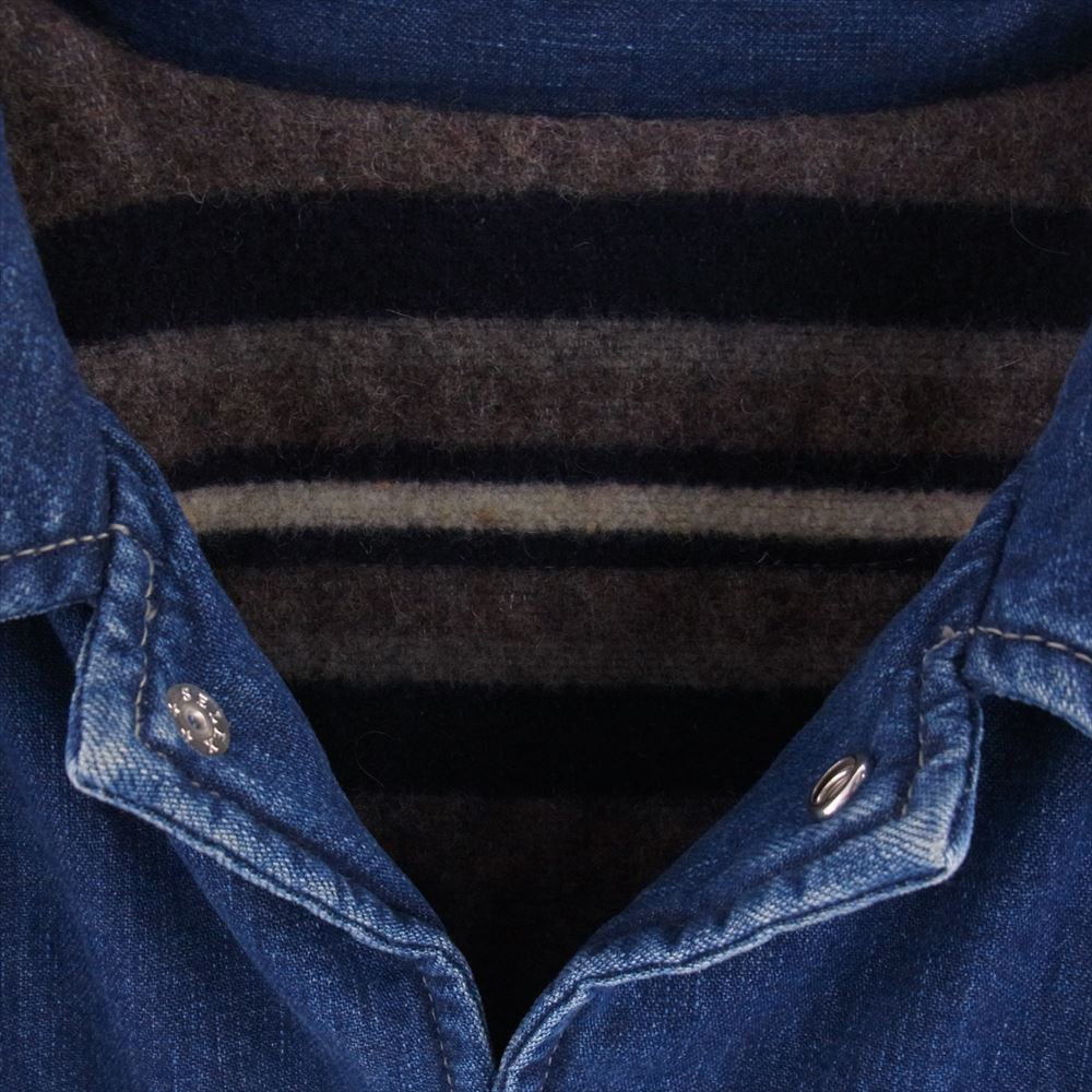 TENDERLOIN テンダーロイン 21AW DENIM BLANKET COACH デニム ブランケット コーチ ジャケット ロゴ刺繍 インディゴブルー系 S【中古】