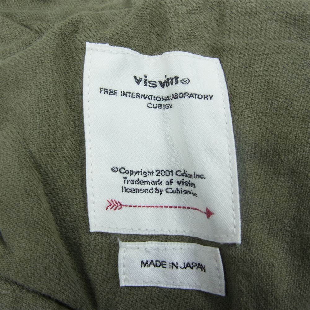 VISVIM ビズビム 20SS 120105008010 VETERANS SHORTS CRASH ベテランズ ペイント ダメージ加工 ヘリンボーン カットオフ ショート パンツ ショーツ カーキ系 2【中古】