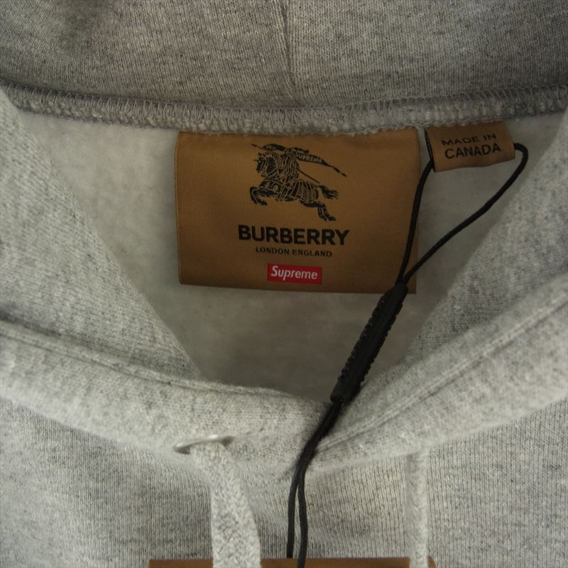 Supreme シュプリーム 2SS Burberry Box Logo Hooded Sweatshirt スウェット パーカー グレー系 L【美品】【中古】