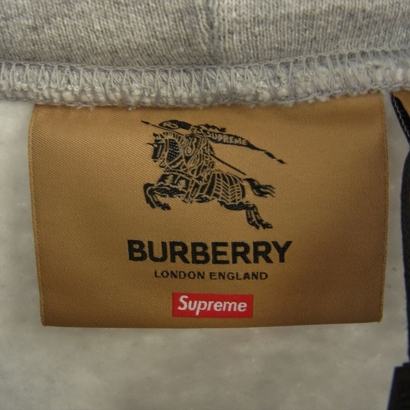 Supreme シュプリーム 2SS Burberry Box Logo Hooded Sweatshirt スウェット パーカー グレー系 L【美品】【中古】