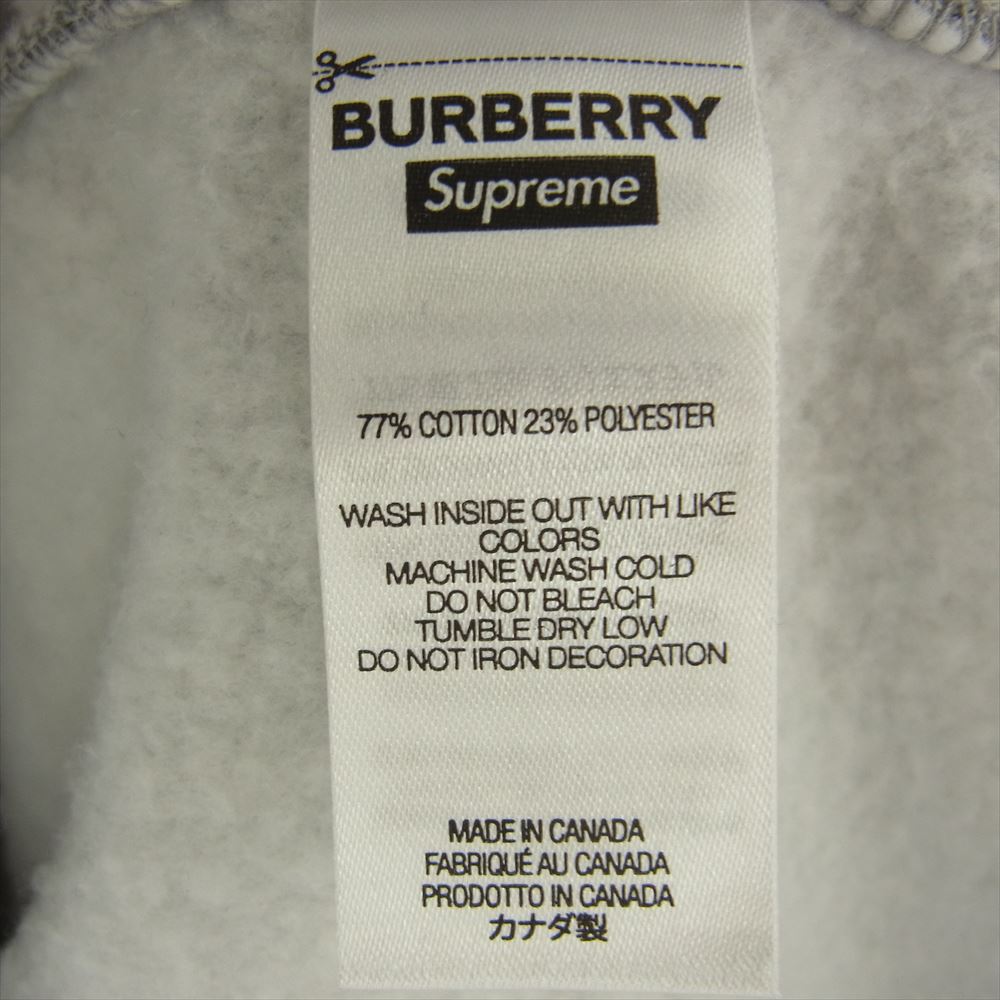 Supreme シュプリーム 2SS Burberry Box Logo Hooded Sweatshirt スウェット パーカー グレー系 L【美品】【中古】