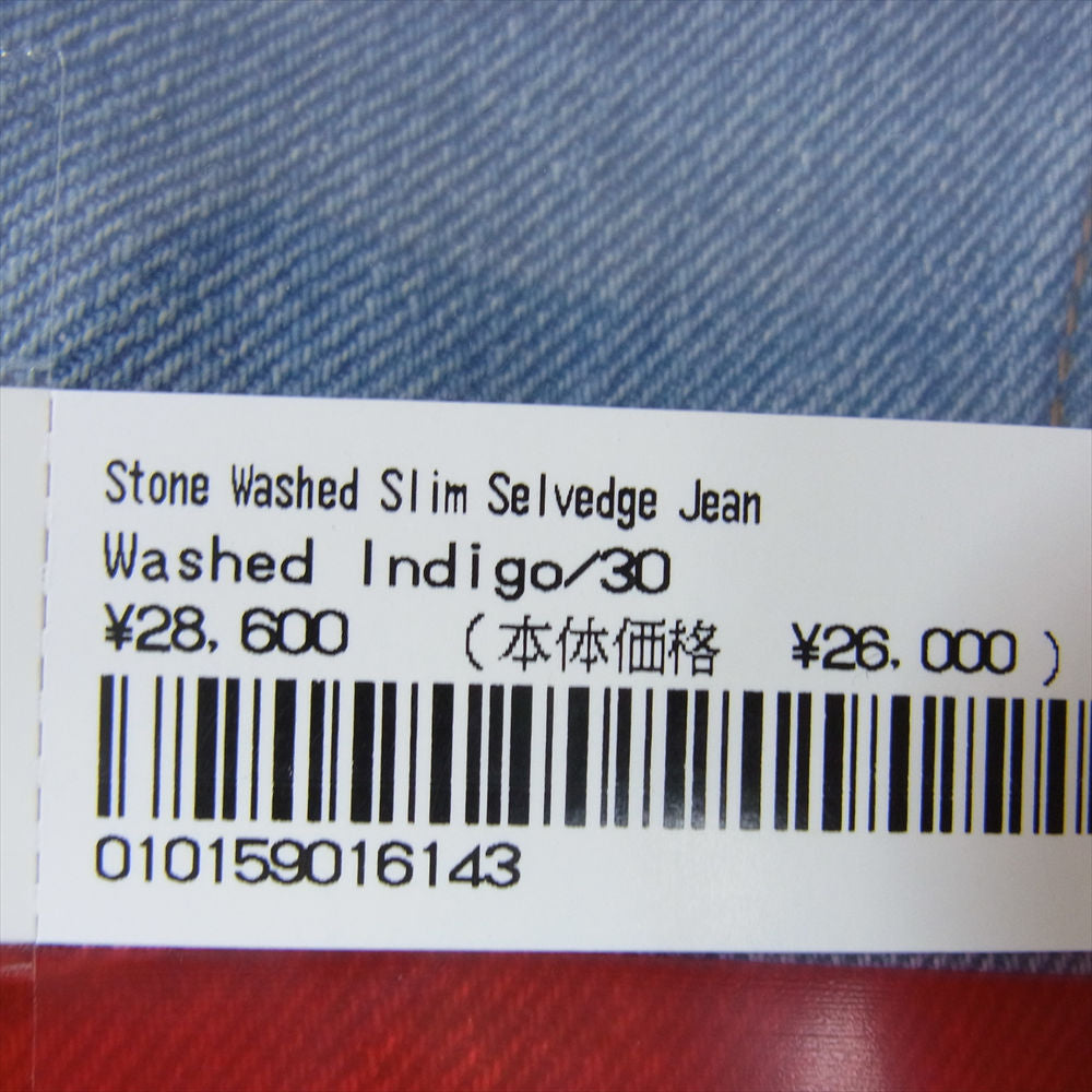 Supreme シュプリーム 23AW Stone Washed Slim Selvedge Jean ストーン ウォッシュド スリム セルビッジ ジーンズ デニム パンツ インディゴブルー系 30【極上美品】【中古】