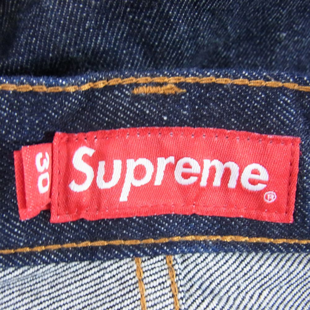 Supreme シュプリーム 22AW rigid baggy jean リジッド バギー ジーンズ デニム パンツ ロゴ刺繍 インディゴブルー系 30【極上美品】【中古】
