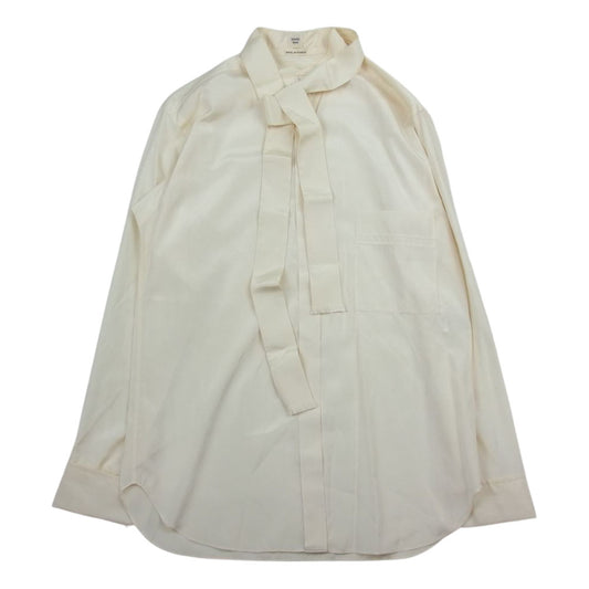 HERMES エルメス ゴルチェ期 シルク スタンドカラー シャツ 長袖 オフホワイト系 38【中古】