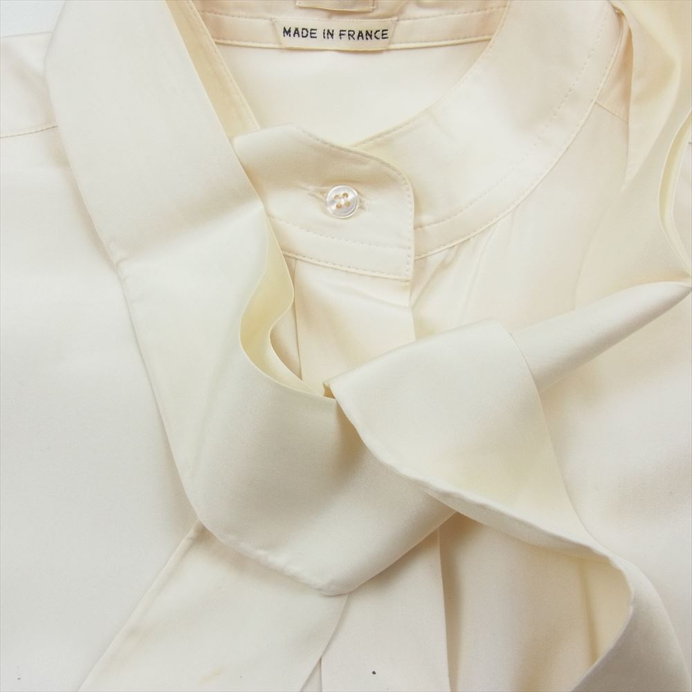 HERMES エルメス ゴルチェ期 シルク スタンドカラー シャツ 長袖 オフホワイト系 38【中古】