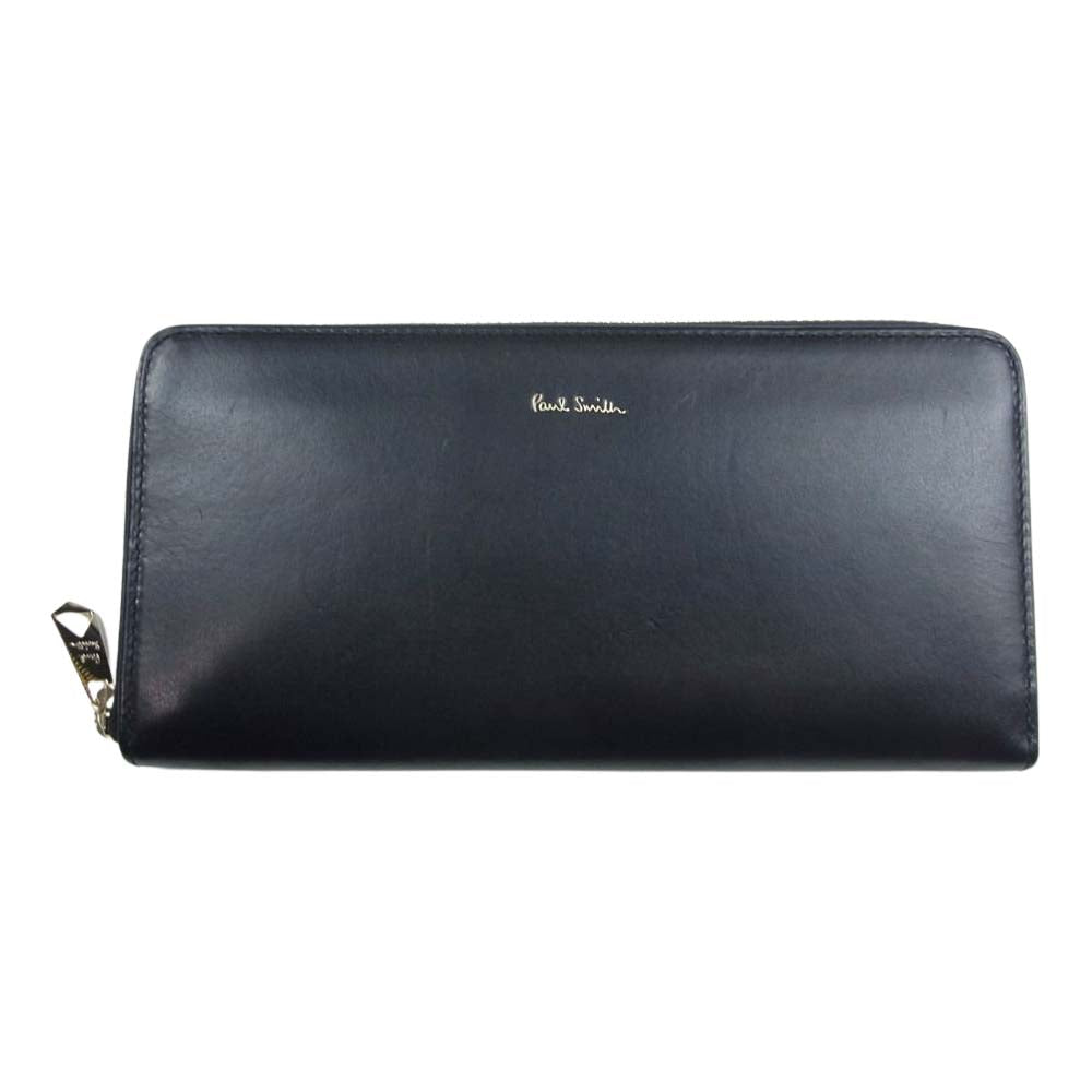 Paul Smith ポール・スミス ラウンドジップ レザー ウォレット ブラック系【極上美品】【中古】