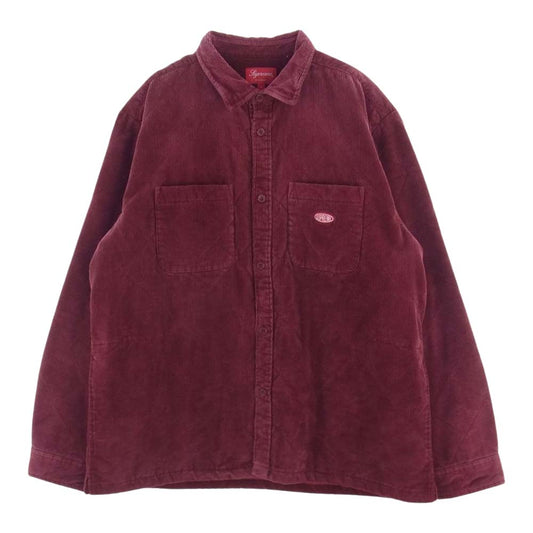 Supreme シュプリーム 22AW Quilted Corduroy Shirt キルティング コーデュロイ シャツ ジャケット エンジ系 L【中古】