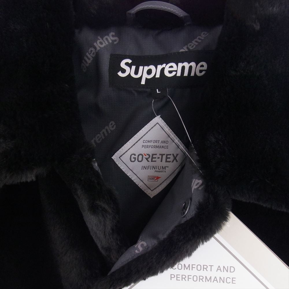 Supreme シュプリーム 21AW 2-Tone Faux Fur Shop Coat BLK 2トーン フェイク ファー ショップ コート ジャケット  ブラック系 L【極上美品】【中古】