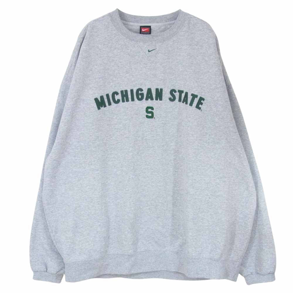 NIKE ナイキ TEAMタグ 90S MICHIGAN STATE 前V クルーネック スウェット トレーナー グレー系 XXL【中古】