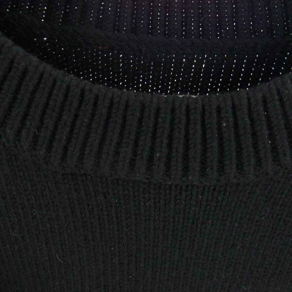 JIL SANDER ジルサンダー 国内正規品 フリンジパッチ カシミヤ混ウール クルーネック ニット ブラック系 46【中古】