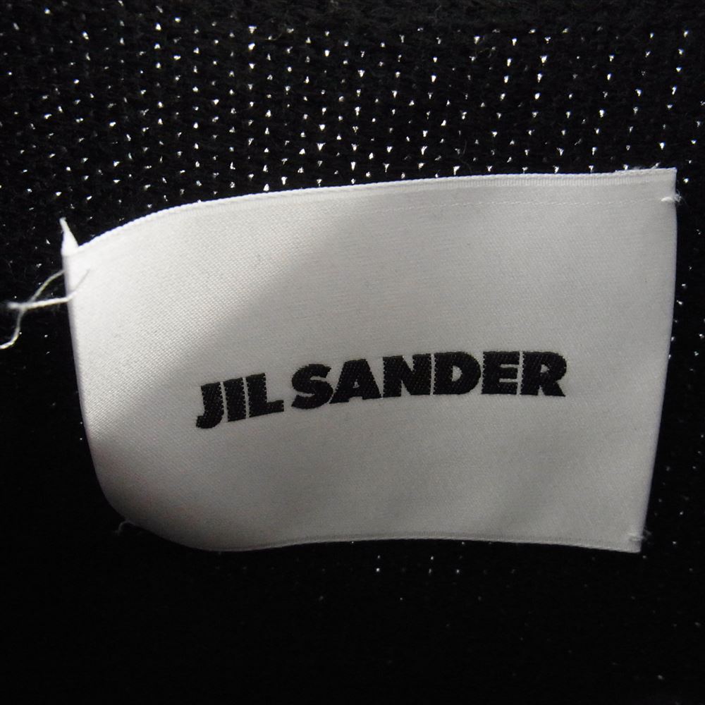 JIL SANDER ジルサンダー 国内正規品 フリンジパッチ カシミヤ混ウール クルーネック ニット ブラック系 46【中古】