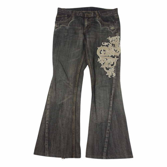 トルネードマート TPT-8602 トライバル刺繍 ブーツカット フレア デニム パンツ ブラック系 L【中古】