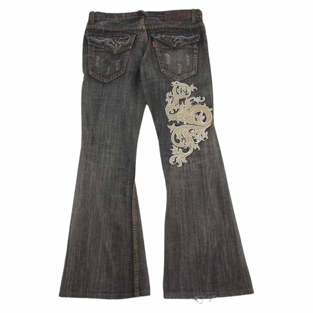 トルネードマート TPT-8602 トライバル刺繍 ブーツカット フレア デニム パンツ ブラック系 L【中古】