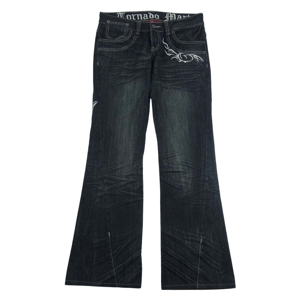 トルネードマート TPT-1203 トライバル刺繍 ブーツカット フレア デニム パンツ グレー系 S【中古】