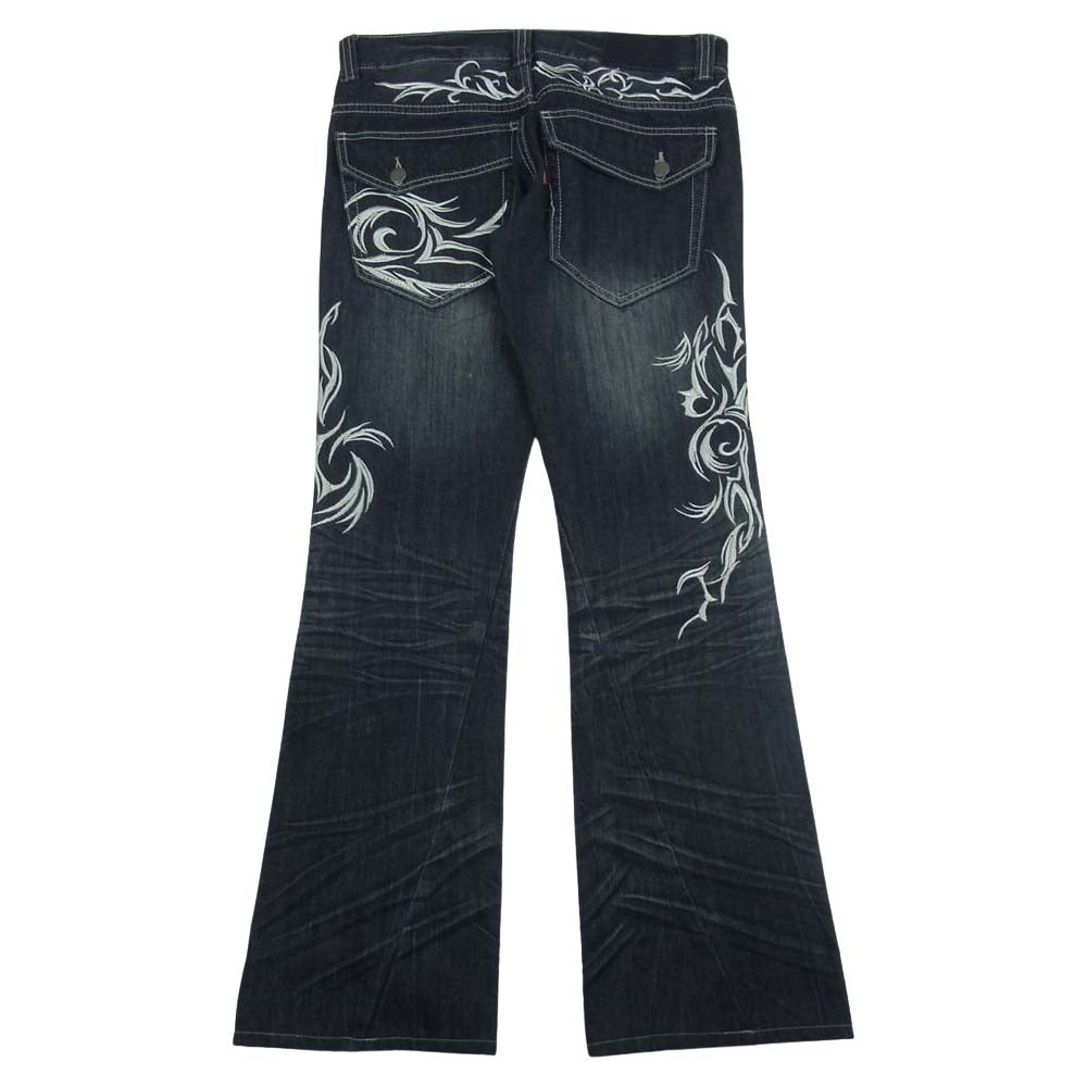 トルネードマート TPT-1203 トライバル刺繍 ブーツカット フレア デニム パンツ グレー系 S【中古】