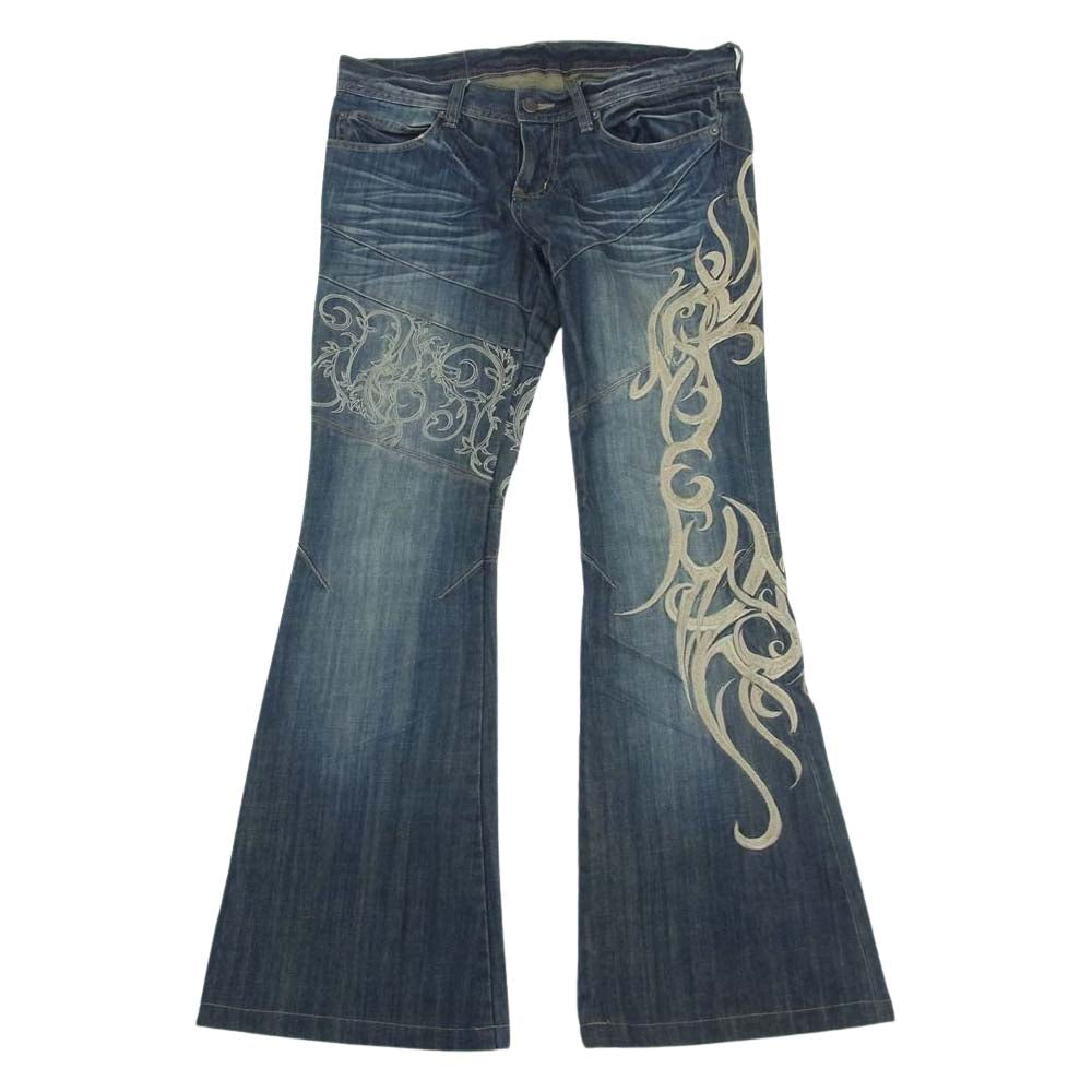 トルネードマート TPT-4210 トライバル刺繍 ブーツカット フレア デニム パンツ インディゴブルー系 M【中古】