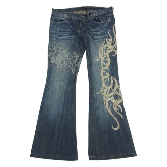トルネードマート TPT-4210 トライバル刺繍 ブーツカット フレア デニム パンツ インディゴブルー系 M【中古】