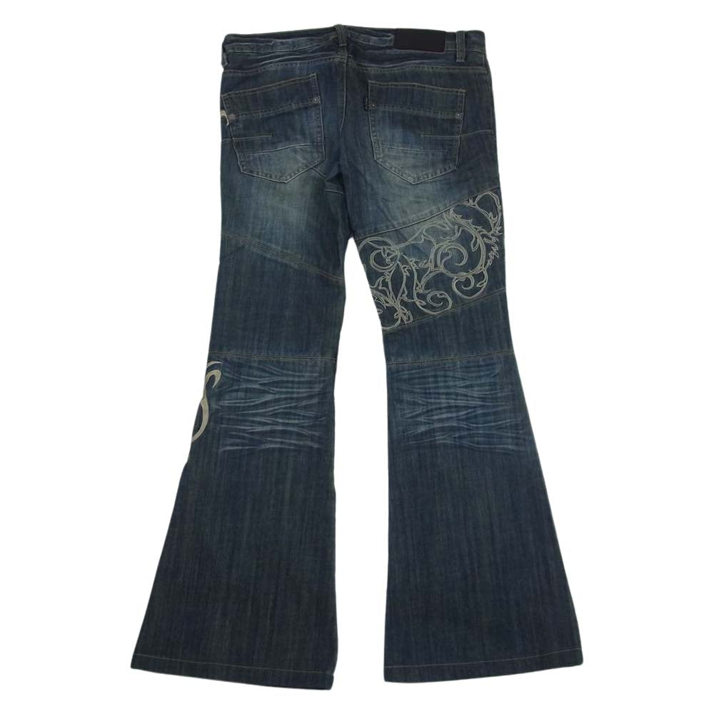 トルネードマート TPT-4210 トライバル刺繍 ブーツカット フレア デニム パンツ インディゴブルー系 M【中古】