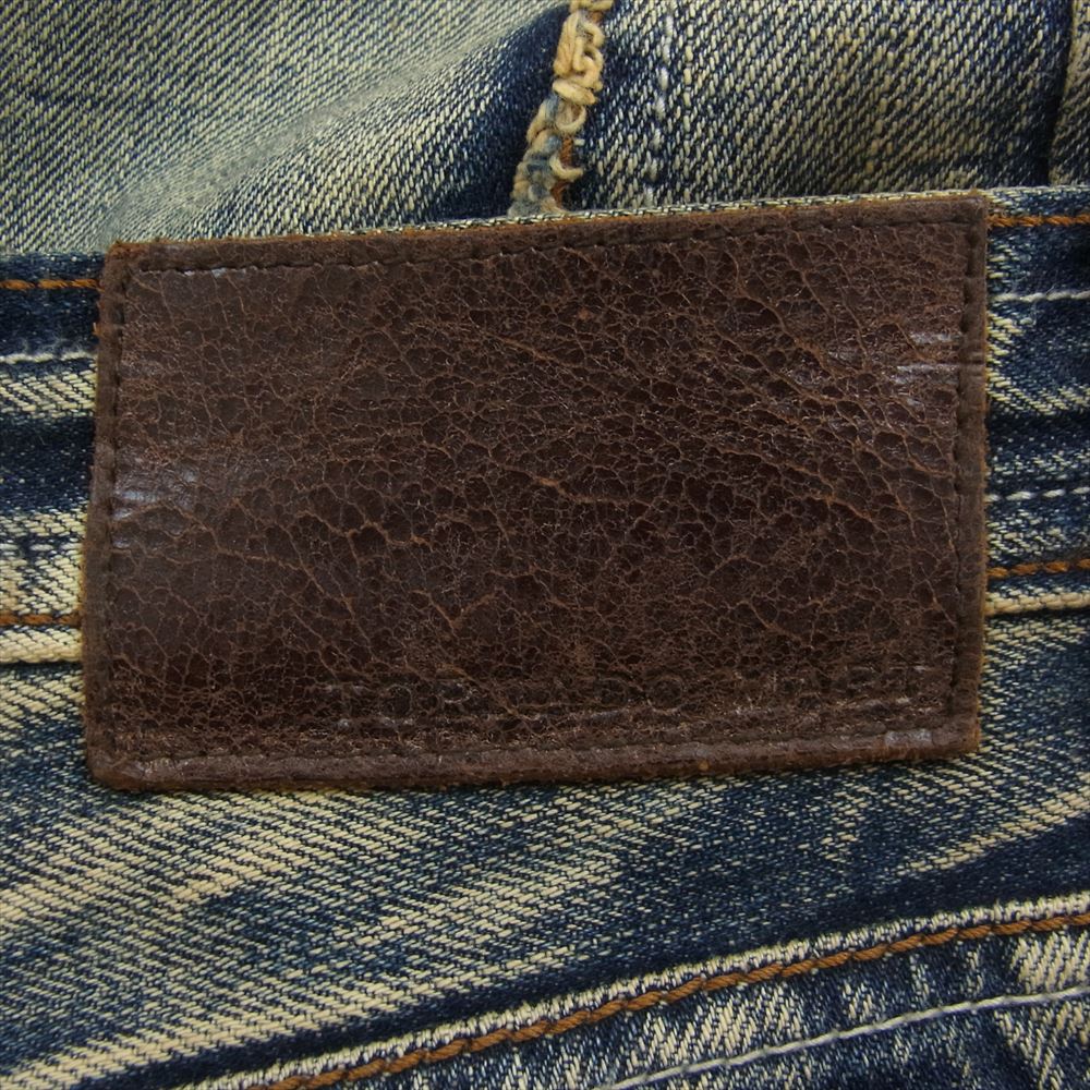 トルネードマート TPT-7613-2 ヴィンテージ加工 パイソン柄 パッチワーク ブーツカット フレア ボタンフライ デニムパンツ インディゴブルー系 M【中古】