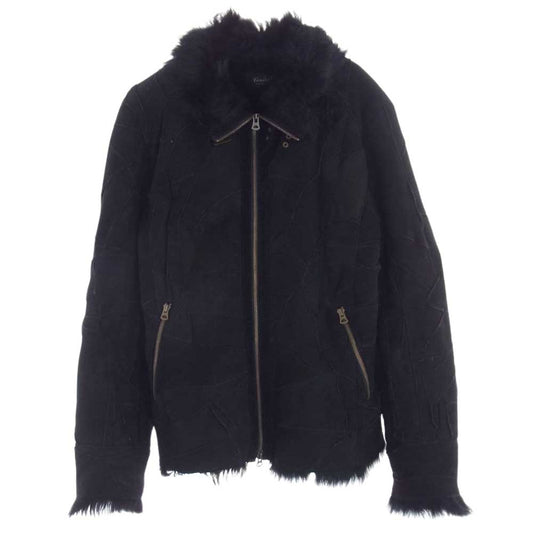 トルネードマート トスカーナ ムートン ボア レザー シングル ライダース ジャケット ブラック ブラック系 L【中古】