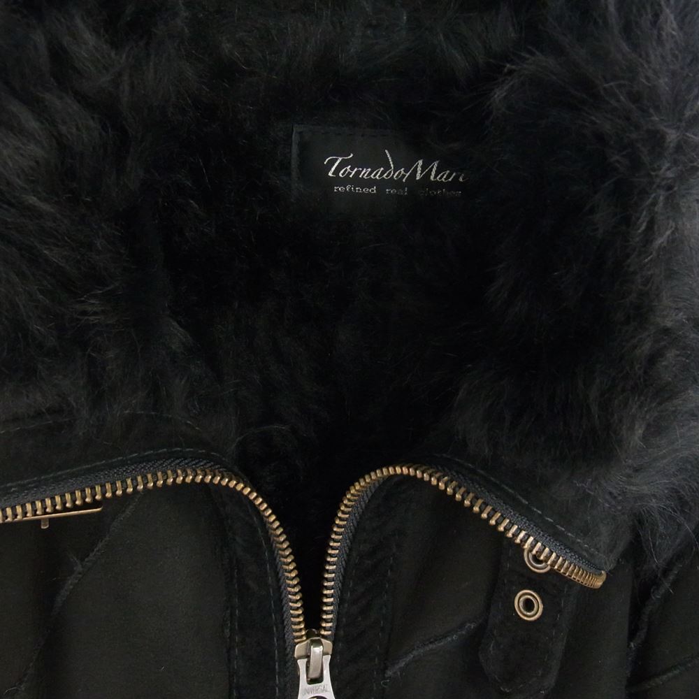 トルネードマート トスカーナ ムートン ボア レザー シングル ライダース ジャケット ブラック ブラック系 L【中古】