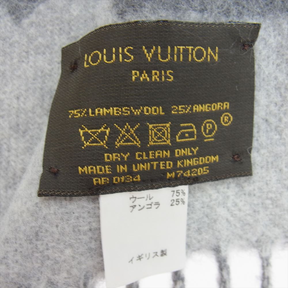 LOUIS VUITTON ルイ・ヴィトン M74205 エシャルプ・カーディフ マフラー ウール アンゴラ グレー系【美品】【中古】