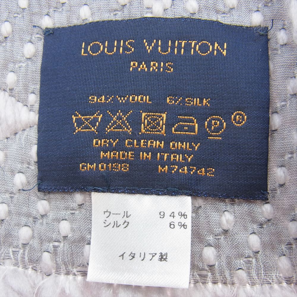 LOUIS VUITTON ルイ・ヴィトン M74742 エシャルプ・ロゴマニア マフラー ウール シルク ピンクグレー系【美品】【中古】