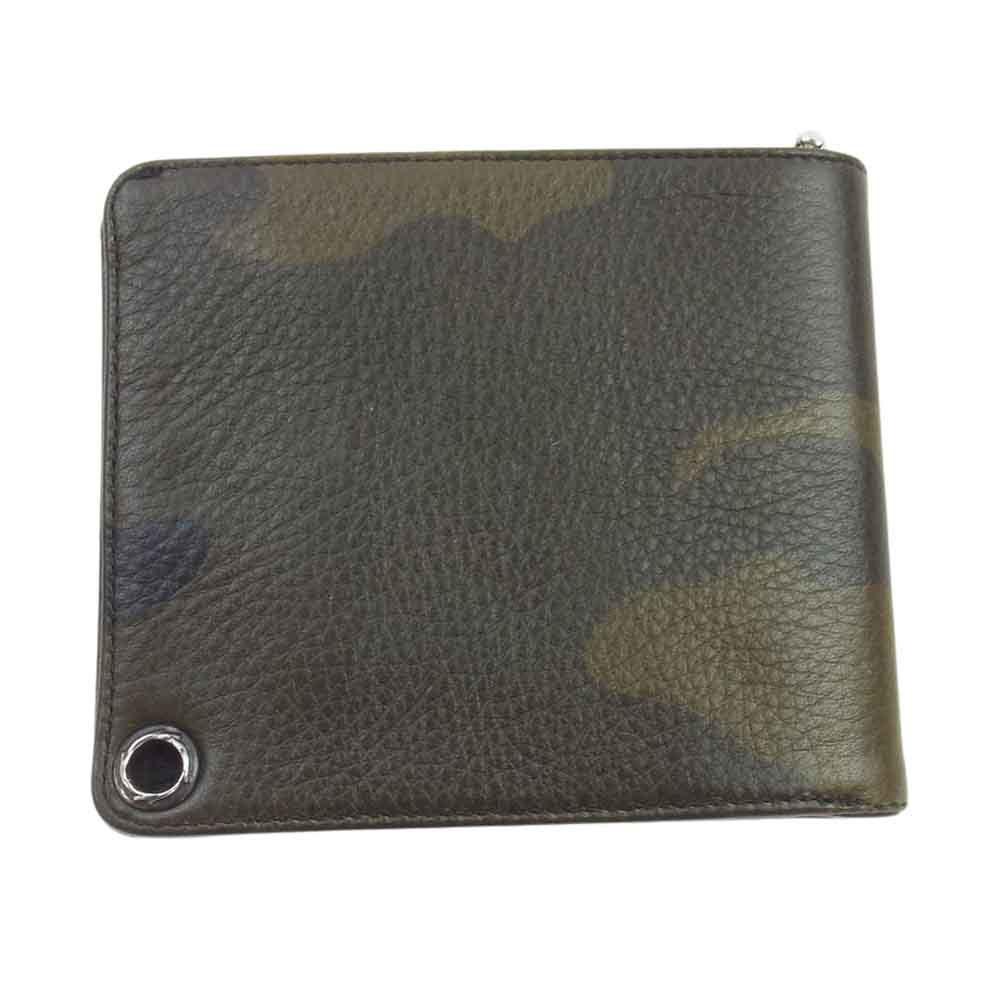 CHROME HEARTS クロムハーツ（原本無） AMS購入証明書付属 1SNAP WALLET CAMO ワンスナップ カモフラ レザー ウォレット 迷彩 二つ折り財布  カーキ系【中古】