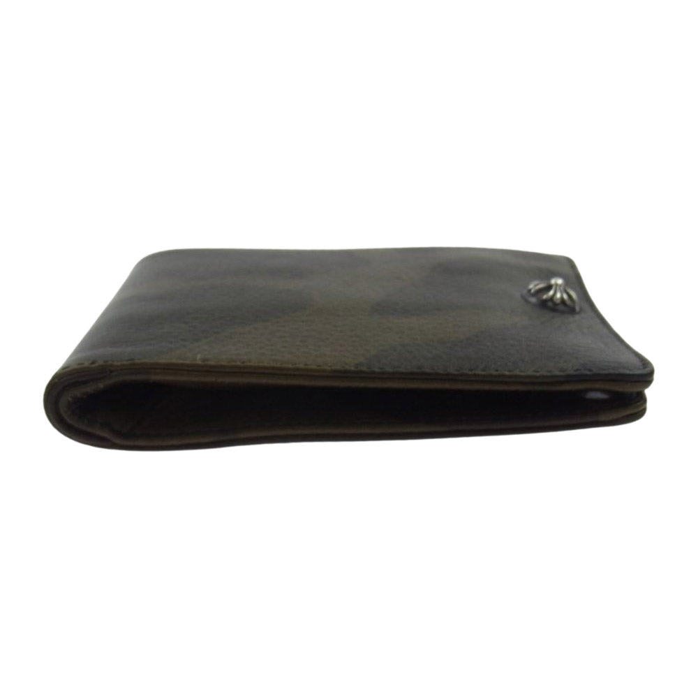 CHROME HEARTS クロムハーツ（原本無） AMS購入証明書付属 1SNAP WALLET CAMO ワンスナップ カモフラ レザー ウォレット 迷彩 二つ折り財布  カーキ系【中古】