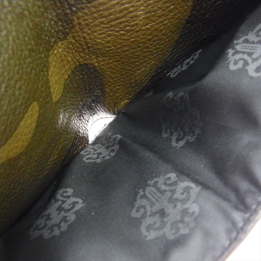 CHROME HEARTS クロムハーツ（原本無） AMS購入証明書付属 1SNAP WALLET CAMO ワンスナップ カモフラ レザー ウォレット 迷彩 二つ折り財布  カーキ系【中古】