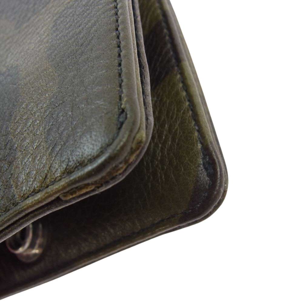 CHROME HEARTS クロムハーツ（原本無） AMS購入証明書付属 1SNAP WALLET CAMO ワンスナップ カモフラ レザー ウォレット 迷彩 二つ折り財布  カーキ系【中古】