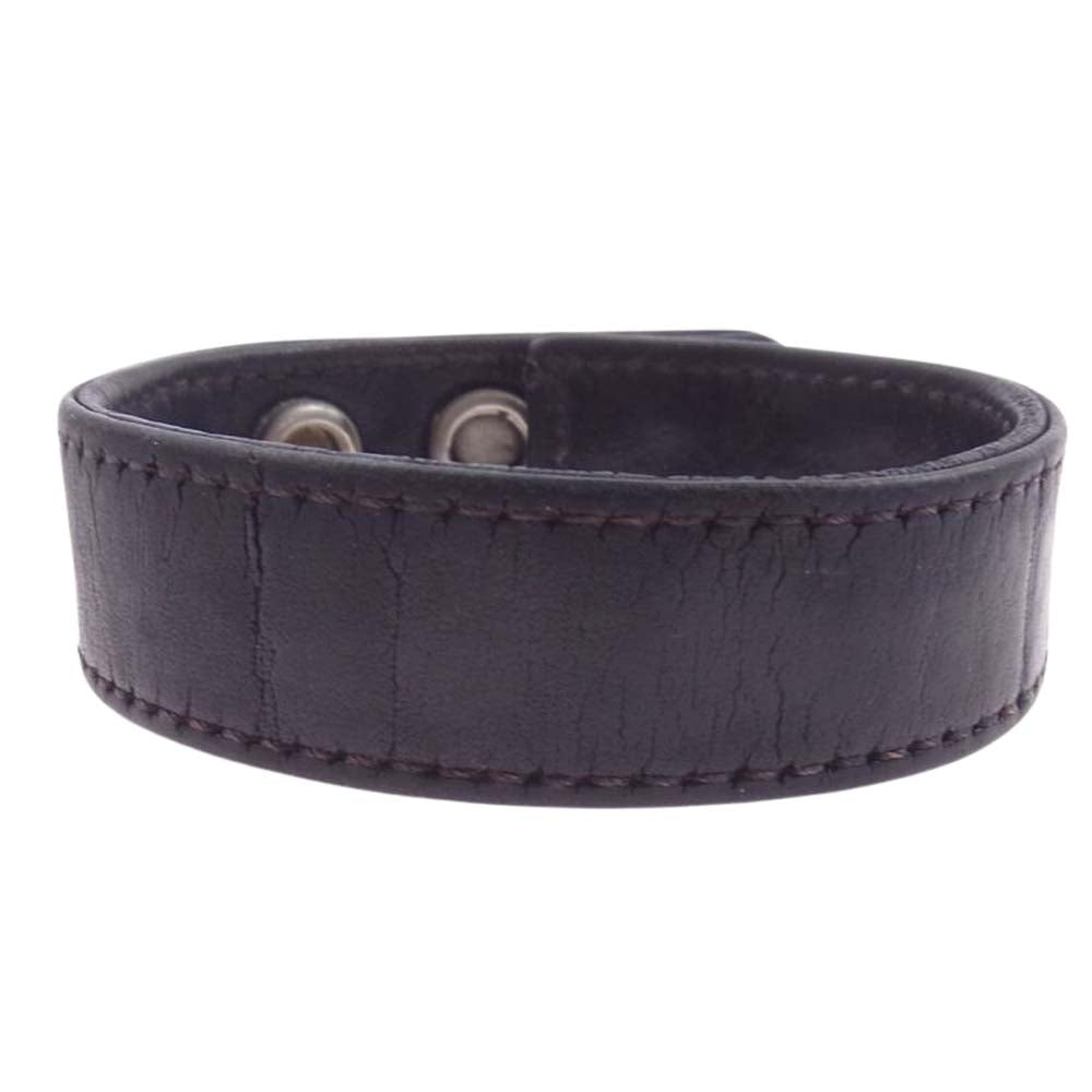 CHROME HEARTS クロムハーツ（原本有） 3BTN 2SNP クロスボール 3ボタン 2スナップ レザー ブレスレット ブラック系【中古】
