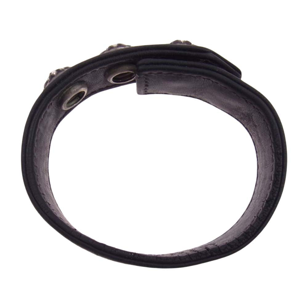 CHROME HEARTS クロムハーツ（原本有） 3BTN 2SNP クロスボール 3ボタン 2スナップ レザー ブレスレット ブラック系【中古】