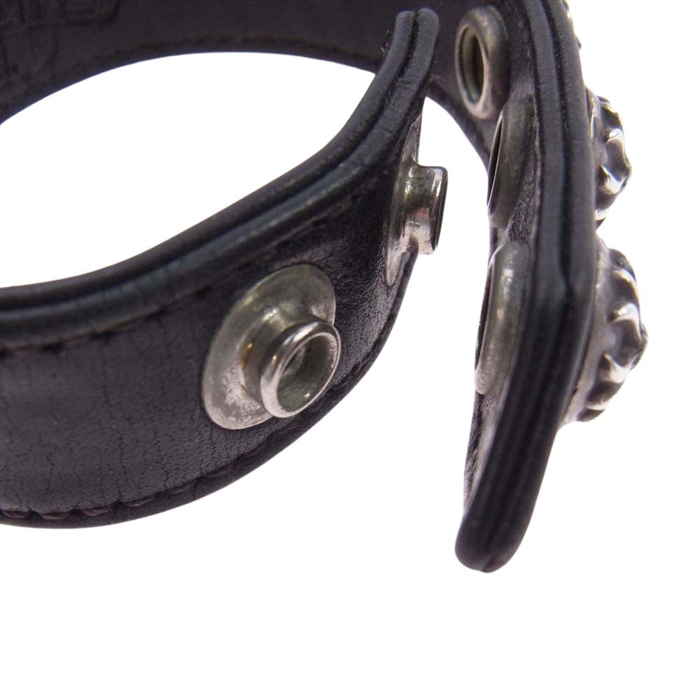 CHROME HEARTS クロムハーツ（原本有） 3BTN 2SNP クロスボール 3ボタン 2スナップ レザー ブレスレット ブラック系【中古】