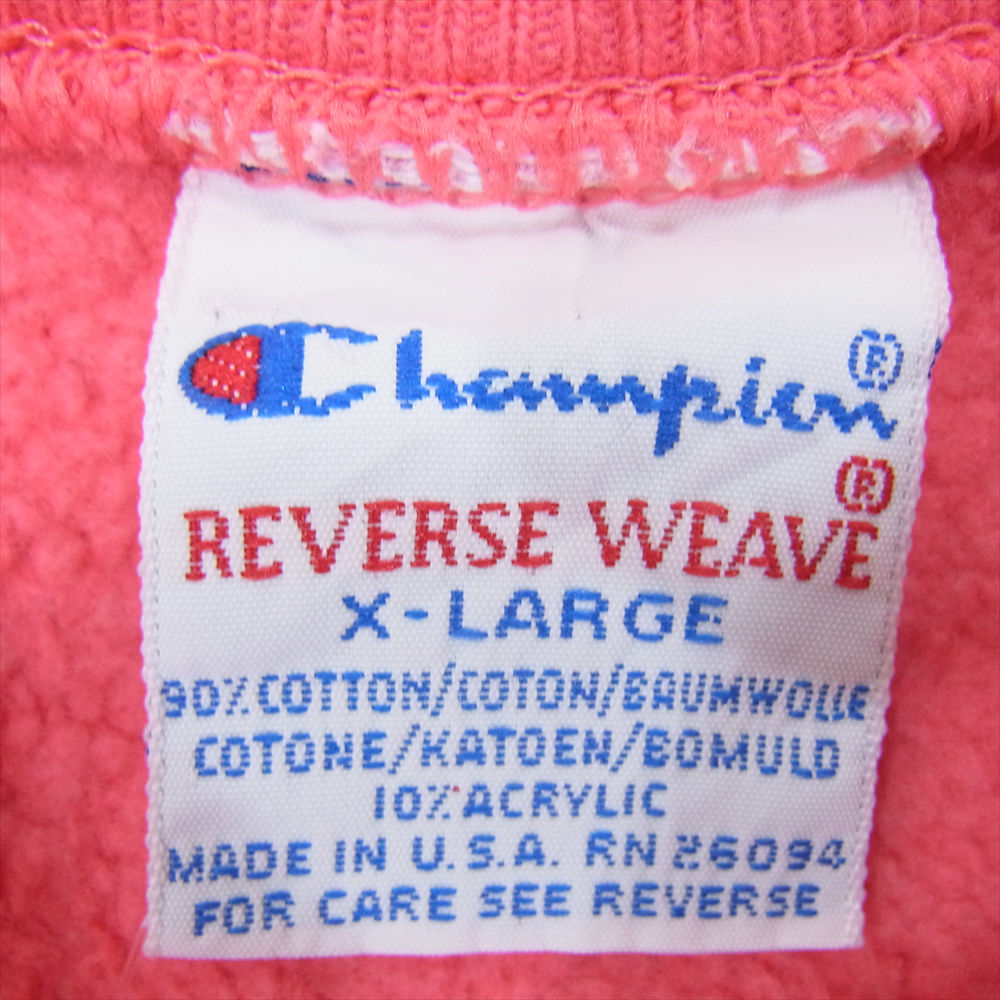 Champion チャンピオン 90s 目有 リバースウィーブ スウェット トレーナー ピンク系 X-LARGE【中古】